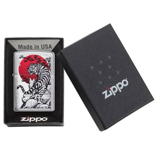 499 ZIPPO ЗажигалкаAsian Tiger с покрытием Brushed Chrome фото 3
