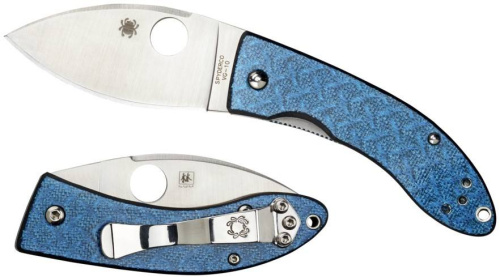 Складной нож Spyderco Lil' Lum Blue Nishijin - 205GFBLP фото 7